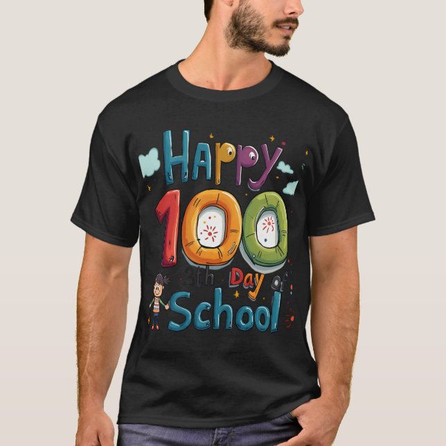 glücklicher 100. Schultag T-Shirt (Vorderseite)