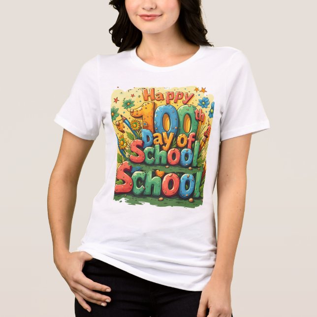 glücklicher 100. Schultag Tri-Blend Shirt (Vorderseite)