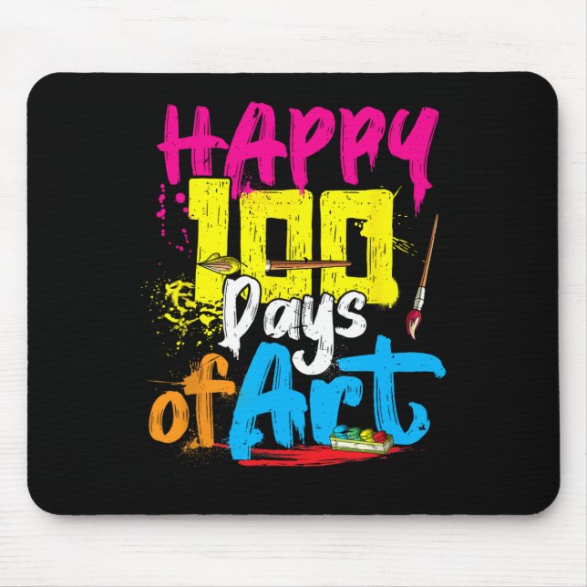 Glücklicher 100 Tage Kunstlehrer Schüler 100. Tag  Mousepad (Vorne)