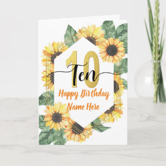 Glücklicher 10. Geburtstag Sonnenblumen Gruß Karte