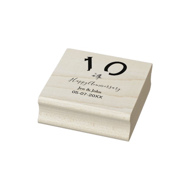 Glücklicher 10-jähriger Jubiläumsname Datum grauer Gummistempel (Stempel)