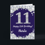 Glücklicher 11. Geburtstag Navy Blue und Silver Gl Karte<br><div class="desc">Happy 11. Geburtstag Navy Blue und Silver Glitzer Card mit personalisiertem Namen. Für weitere Anpassungen klicken Sie bitte auf die Schaltfläche "Anpassen" und verwenden Sie unser Designwerkzeug,  um diese Vorlage zu ändern.</div>