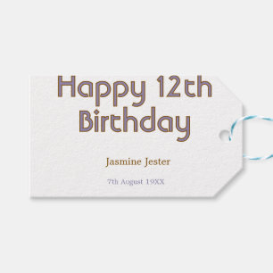glücklicher 12. Geburtstag blau goldener Name Datu Geschenkanhänger