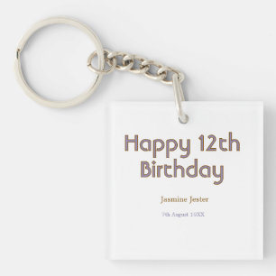 glücklicher 12. Geburtstag blau goldener Name Datu Schlüsselanhänger
