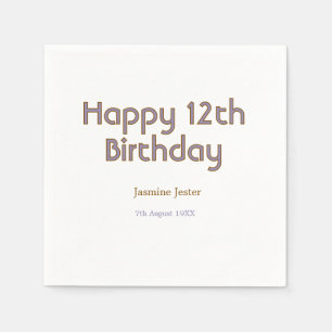 glücklicher 12. Geburtstag blau goldener Name Datu Serviette