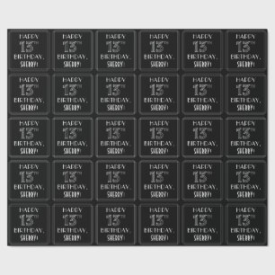 GLÜCKLICHER 13. GEBURTSTAG; Art-Déco-Stil mit Indi Geschenkpapier