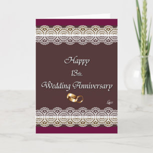 Glücklicher 13. Hochzeitstag Spitze Karte