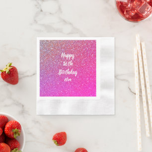 Glücklicher 16. Geburtstag Name Rosa Rose Gold Gli Serviette