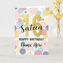 Glücklicher 16. Geburtstag Pastel Rainbow und Gold Karte