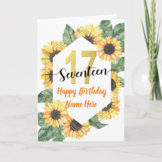 Glücklicher 17. Geburtstag Sonnenblumen Gruß Karte