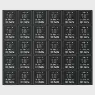 GLÜCKLICHER 18. GEBURTSTAG; Art-Déco-Stil mit Indi Geschenkpapier