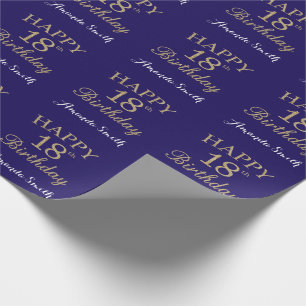 Glücklicher 18. Geburtstag Gold Glitzer und Navy Geschenkpapier