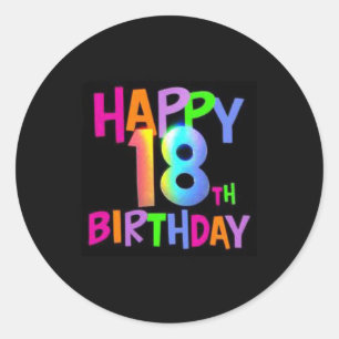 GLÜCKLICHER 18. GEBURTSTAG MULTI FARBE RUNDER AUFKLEBER