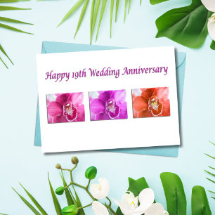 Glücklicher 19. Hochzeitstag Orchideen Karte