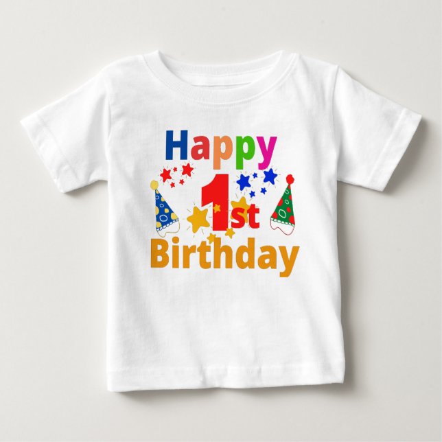 glücklicher 1. Geburtstag Baby T-shirt (Vorderseite)