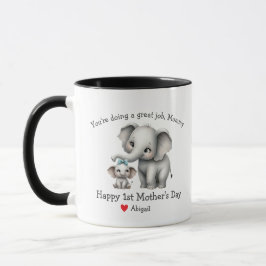 Glücklicher 1. Muttertag Mama & Baby Elephant Tasse