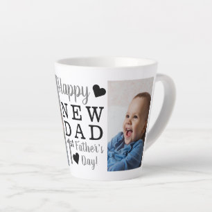 Glücklicher 1. Vatertag Neuer Papa Baby 2 Foto Milchtasse