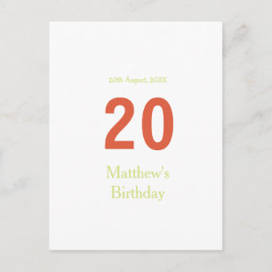 glücklicher 20. Geburtstag grün orange bold retro  Postkarte