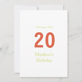 glücklicher 20. Geburtstag grün orange fett retro  Einladung