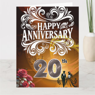 Glücklicher 20. Hochzeitstag Elegant Karte