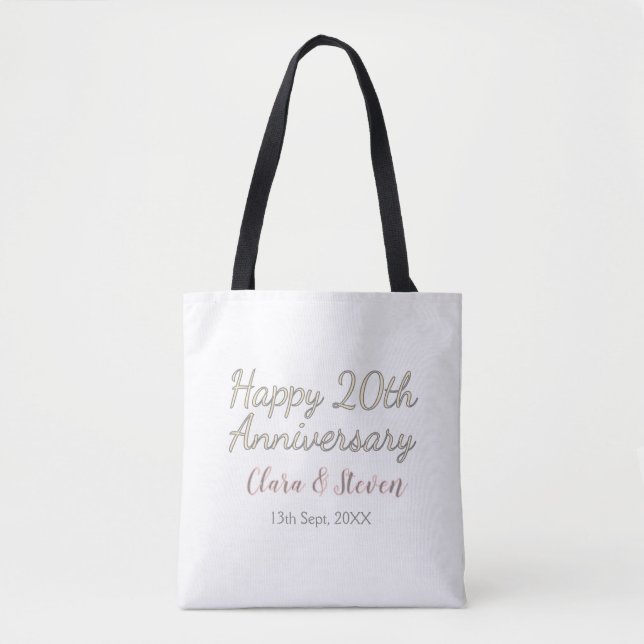GLÜCKLICHER 20. HOCHZEITSTAG NAME ROSA GRAU PASTEL (Vorderseite)