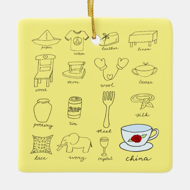 Glücklicher 20. Hochzeitstag Personalisierter Name Keramikornament (Vorderseite)