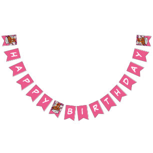GLÜCKLICHER 21 GEBURTSTAG Comic-Book-Pop-Art Rosa Wimpelkette
