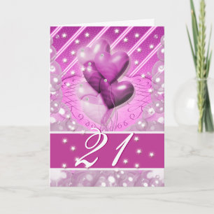 Glücklicher 21. Geburtstag steigt helles im Ballon Karte