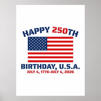 GLÜCKLICHER 250. GEBURTSTAG USA POSTER