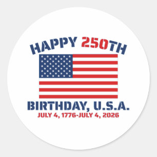 GLÜCKLICHER 250. GEBURTSTAG USA RUNDER AUFKLEBER