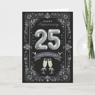 Glücklicher 25. Hochzeitstag Karte