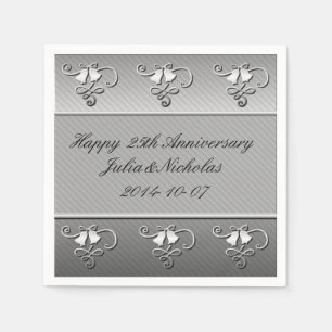 Glücklicher 25. Jahrestags-silberne Servietten