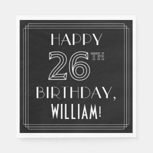 GLÜCKLICHER 26. GEBURTSTAG; Art-Déco-Stil; Individ Serviette