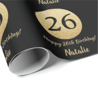 Glücklicher 26. Geburtstag Schwarz und Gold Glitze
