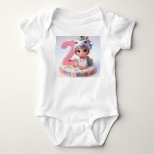 Glücklicher 2. Geburtstag Einhorn Baby Strampler
