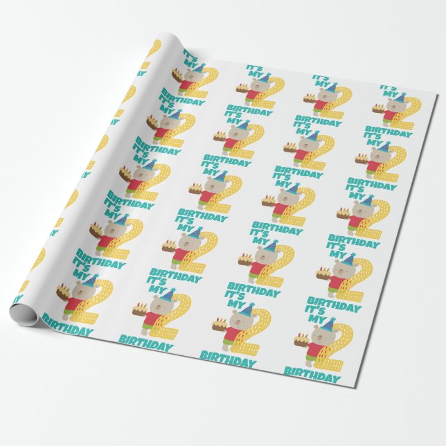 Glücklicher 2. Geburtstag, Wrapping Paper Geschenkpapier (Ungerollt)