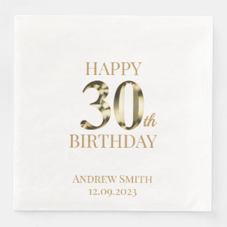 Glücklicher 30. Geburtstag Golden Brauch Serviette