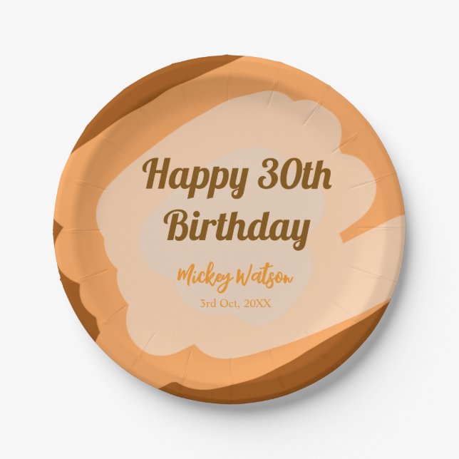 Glücklicher 30. Geburtstag rustikalen hölzern Hall Pappteller (Vorderseite)