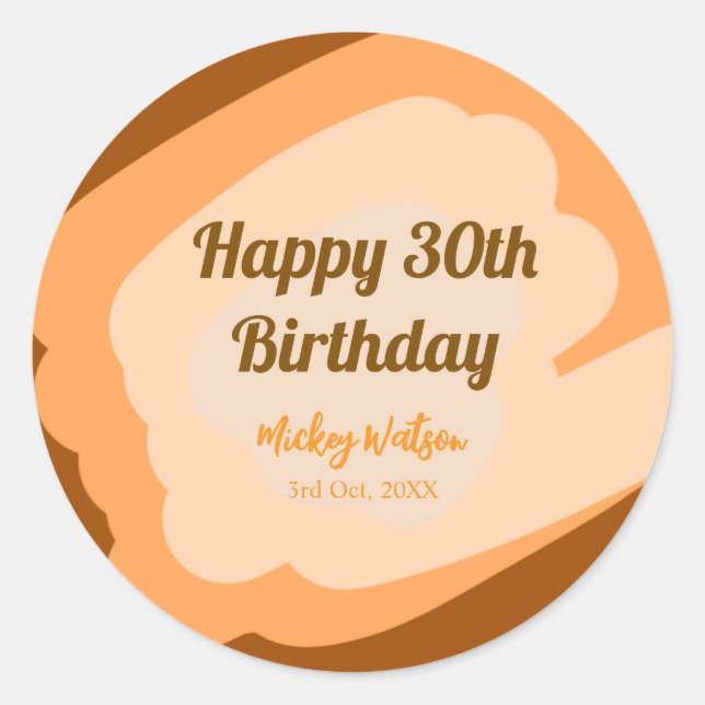 Glücklicher 30. Geburtstag rustikalen hölzern Hall Runder Aufkleber (Vorderseite)