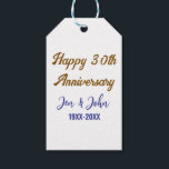 Glücklicher 30. Hochzeitstag königsblauer Golden s Geschenkanhänger<br><div class="desc">Entwurf</div>