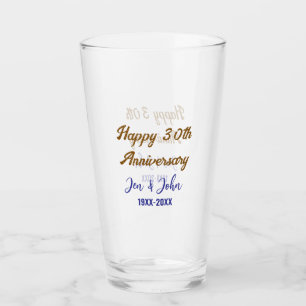 Glücklicher 30. Hochzeitstag königsblauer Golden s Glas