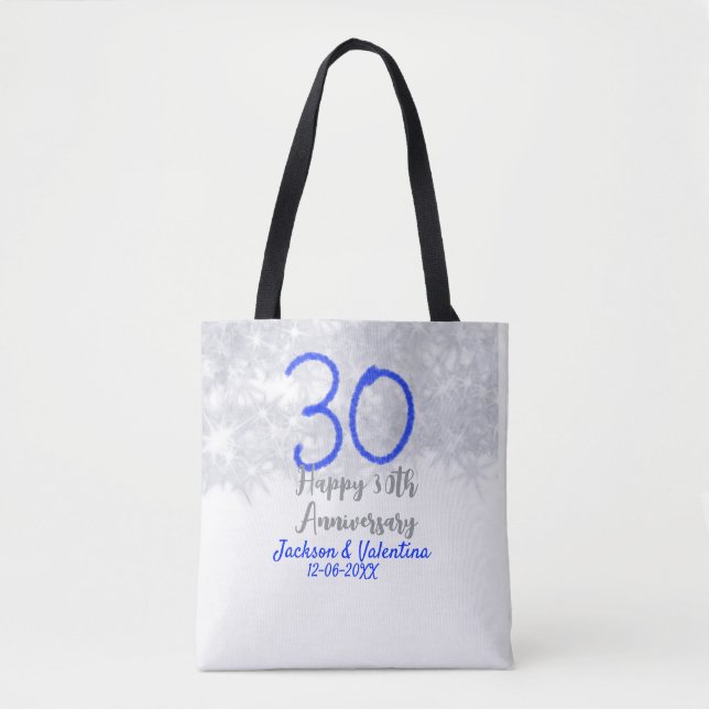Glücklicher 30. Hochzeitstag silberner blauer Glit (Vorderseite)