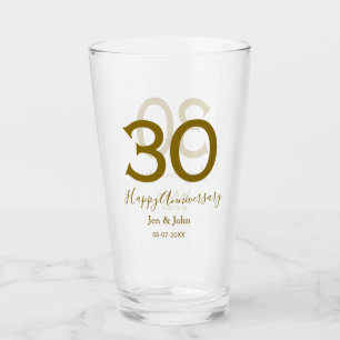 Glücklicher 30-jähriger Jubiläumsname Datum golden Glas