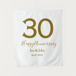 Glücklicher 30-jähriger Jubiläumsname Datum golden Wandteppich