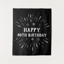 Glücklicher 40. Geburtstag Feuerwerk Schwarz Weiß