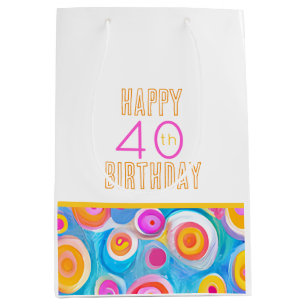 GLÜCKLICHER 40. GEBURTSTAG Moderner Kunstgenuss Mittlere Geschenktüte