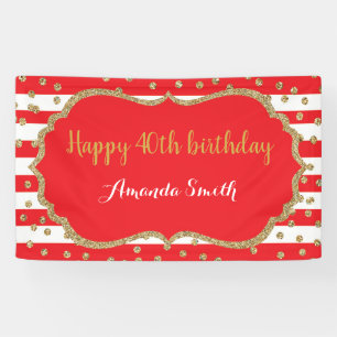 Glücklicher 40. Geburtstagsbanner Rot und Gold Gl Banner