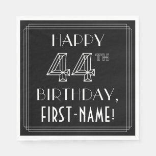 GLÜCKLICHER 44. GEBURTSTAG; Art-Déco-Stil; Individ Serviette