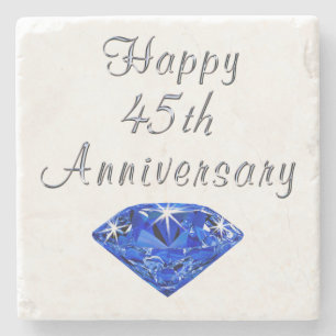Glücklicher 45. Jahrestags-Saphir-Untersetzer Steinuntersetzer