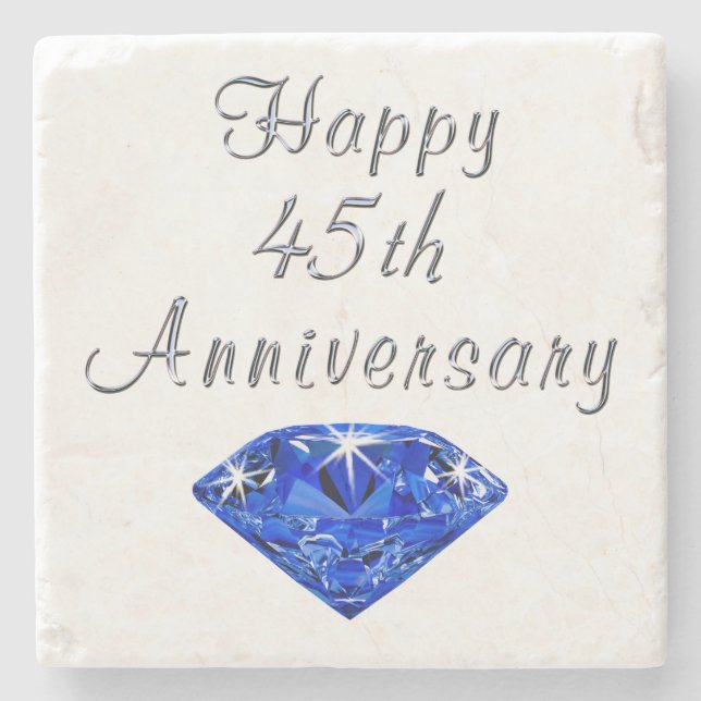Glücklicher 45-jähriger Saphire-Untersetzer Steinuntersetzer (Vorderseite)